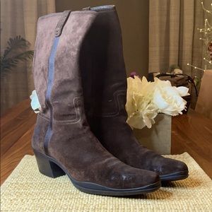 PRADA suede cowboy boots. 2.5” heel. 41EU. EUC.